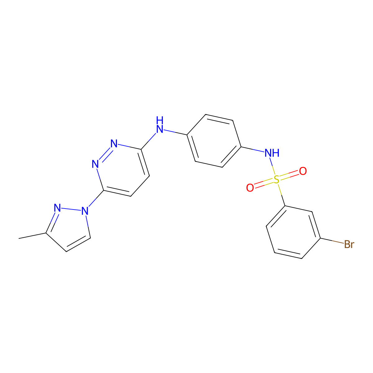 3-bromo-N-(4-((6-(3-methyl-1H-pyrazol-1-yl)pyridazin-3-yl)amino)phenyl)benzenesulfonamide molecular structure, CAS 1014046-76-4