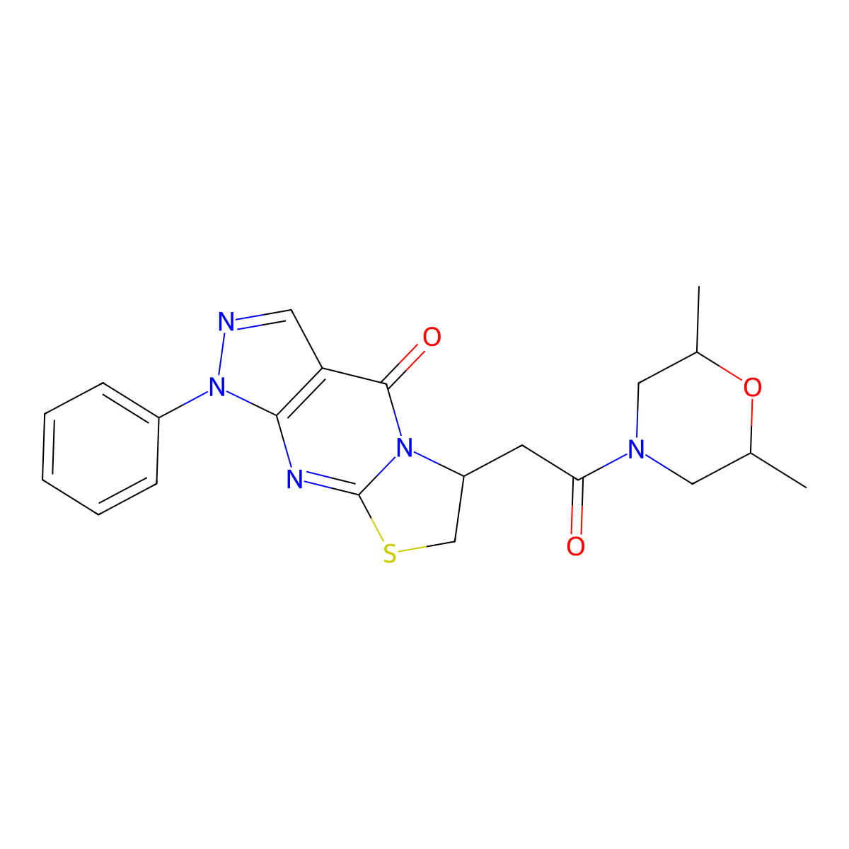 6-(2-(2,6-dimethylmorpholino)-2-oxoethyl)-1-phenyl-6,7-dihydropyrazolo[3,4-d]thiazolo[3,2-a]pyrimidin-4(1H)-one molecular structure, CAS 1014046-82-2