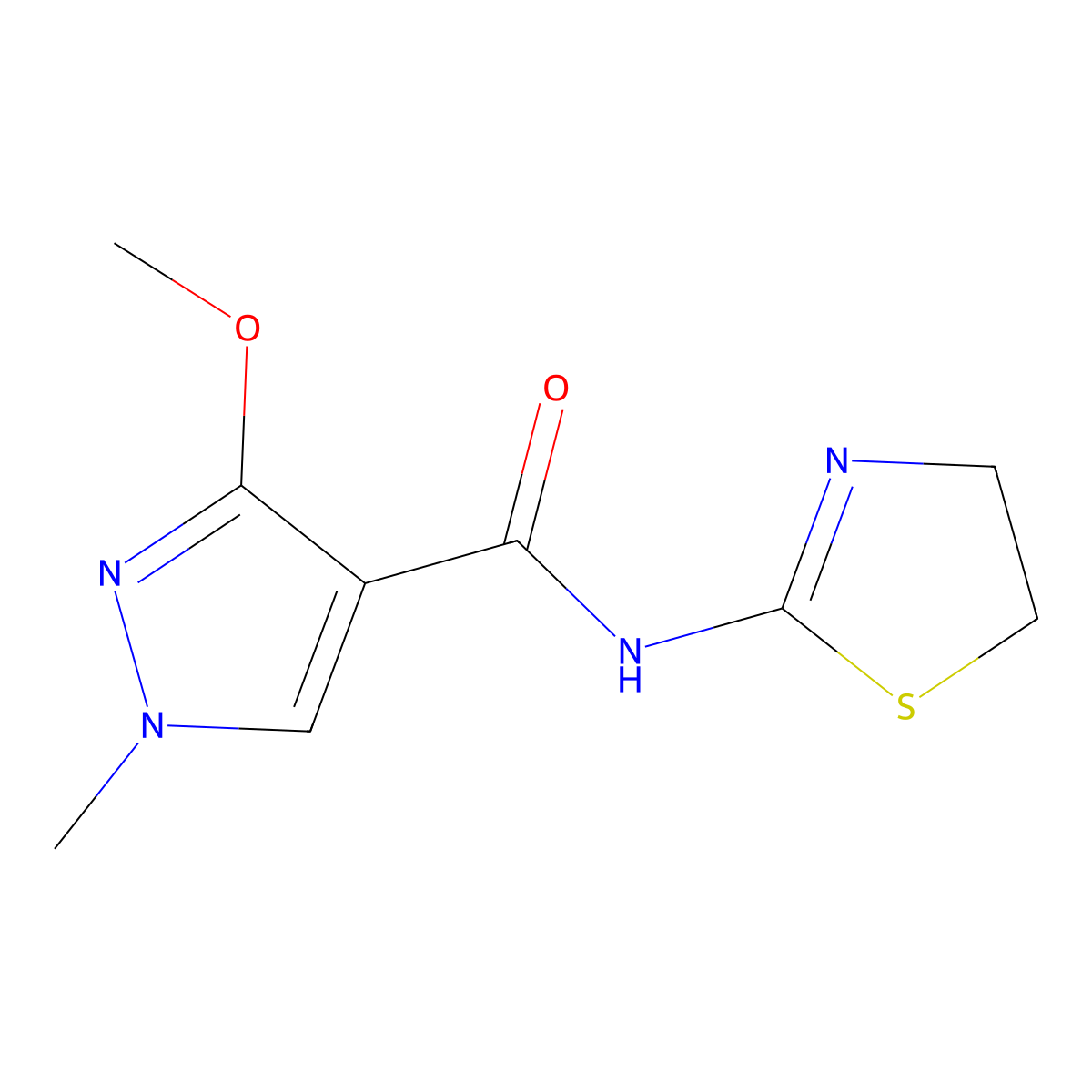 N-(4,5-dihydrothiazol-2-yl)-3-methoxy-1-methyl-1H-pyrazole-4-carboxamide molecular structure, CAS 1014046-83-3