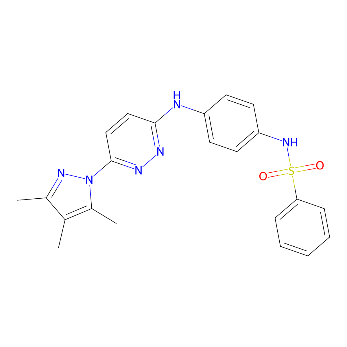 N-(4-((6-(3,4,5-trimethyl-1H-pyrazol-1-yl)pyridazin-3-yl)amino)phenyl)benzenesulfonamide molecular structure, CAS 1014046-87-7