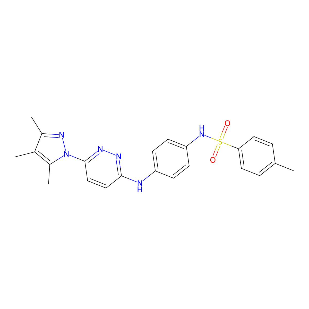 4-methyl-N-(4-((6-(3,4,5-trimethyl-1H-pyrazol-1-yl)pyridazin-3-yl)amino)phenyl)benzenesulfonamide molecular structure, CAS 1014047-05-2
