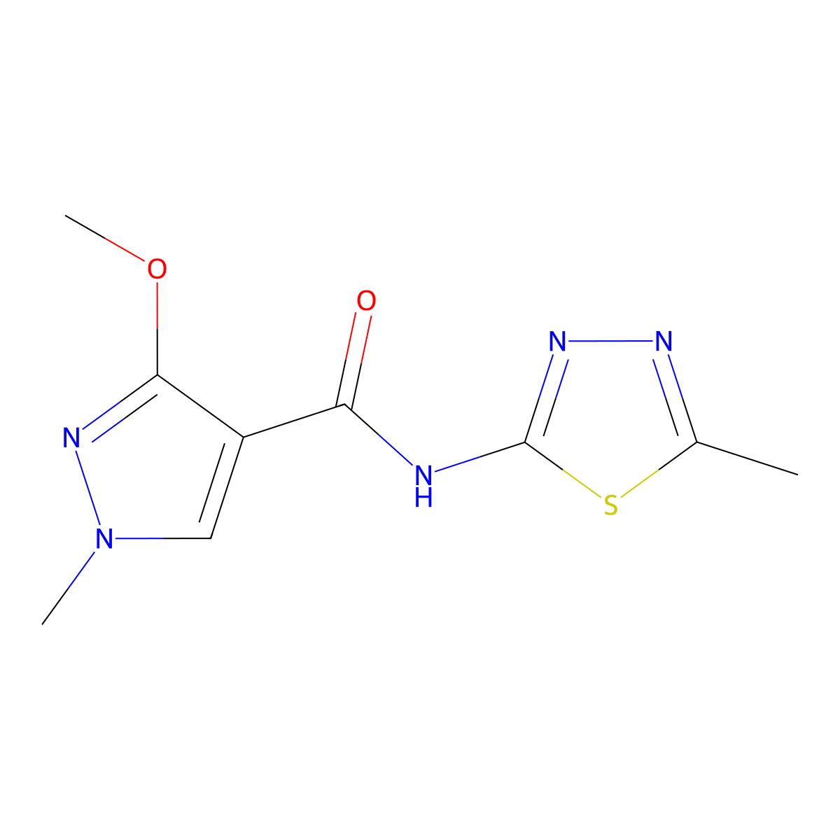 3-methoxy-1-methyl-N-(5-methyl-1,3,4-thiadiazol-2-yl)-1H-pyrazole-4-carboxamide molecular structure, CAS 1014047-09-6