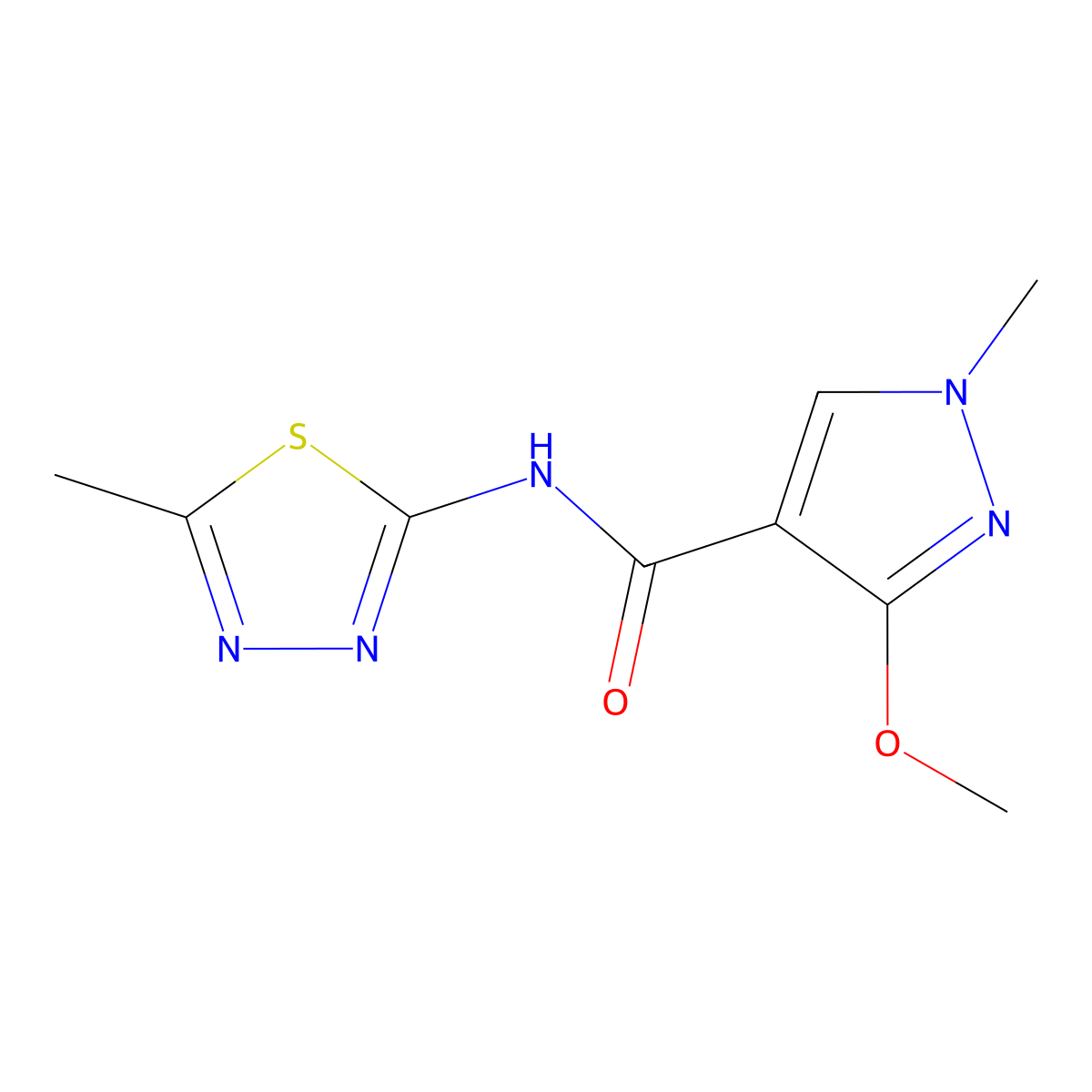 3-methoxy-1-methyl-N-(5-methyl-1,3,4-thiadiazol-2-yl)-1H-pyrazole-4-carboxamide molecular structure, CAS 1014047-09-6
