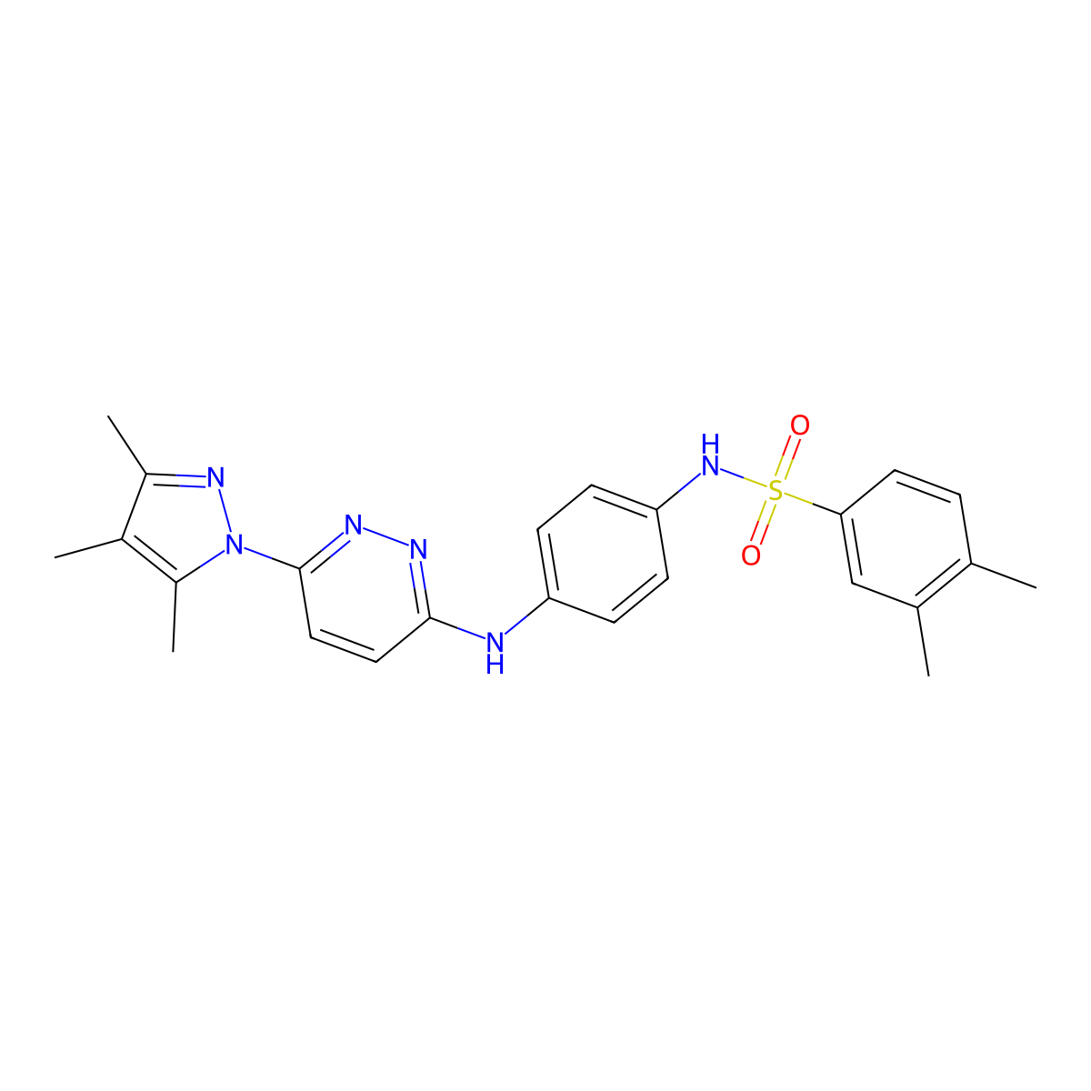 3,4-dimethyl-N-(4-((6-(3,4,5-trimethyl-1H-pyrazol-1-yl)pyridazin-3-yl)amino)phenyl)benzenesulfonamide molecular structure, CAS 1014047-26-7