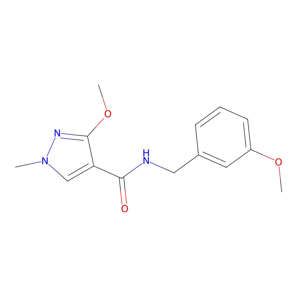 3-methoxy-N-(3-methoxybenzyl)-1-methyl-1H-pyrazole-4-carboxamide molecular structure, CAS 1014047-35-8
