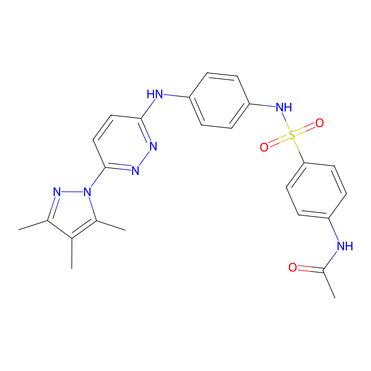 N-(4-(N-(4-((6-(3,4,5-trimethyl-1H-pyrazol-1-yl)pyridazin-3-yl)amino)phenyl)sulfamoyl)phenyl)acetamide molecular structure, CAS 1014048-53-3
