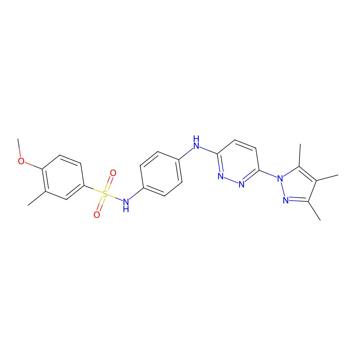 4-methoxy-3-methyl-N-(4-((6-(3,4,5-trimethyl-1H-pyrazol-1-yl)pyridazin-3-yl)amino)phenyl)benzenesulfonamide molecular structure, CAS 1014048-55-5