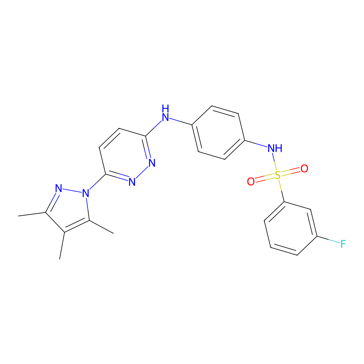 3-fluoro-N-(4-((6-(3,4,5-trimethyl-1H-pyrazol-1-yl)pyridazin-3-yl)amino)phenyl)benzenesulfonamide molecular structure, CAS 1014048-77-1
