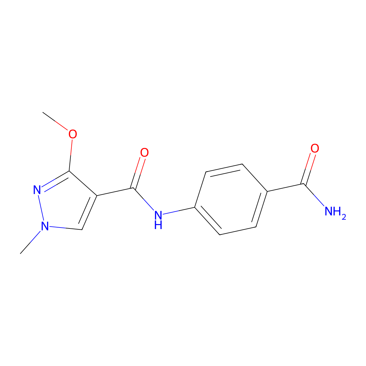 N-(4-carbamoylphenyl)-3-methoxy-1-methyl-1H-pyrazole-4-carboxamide molecular structure, CAS 1014048-83-9