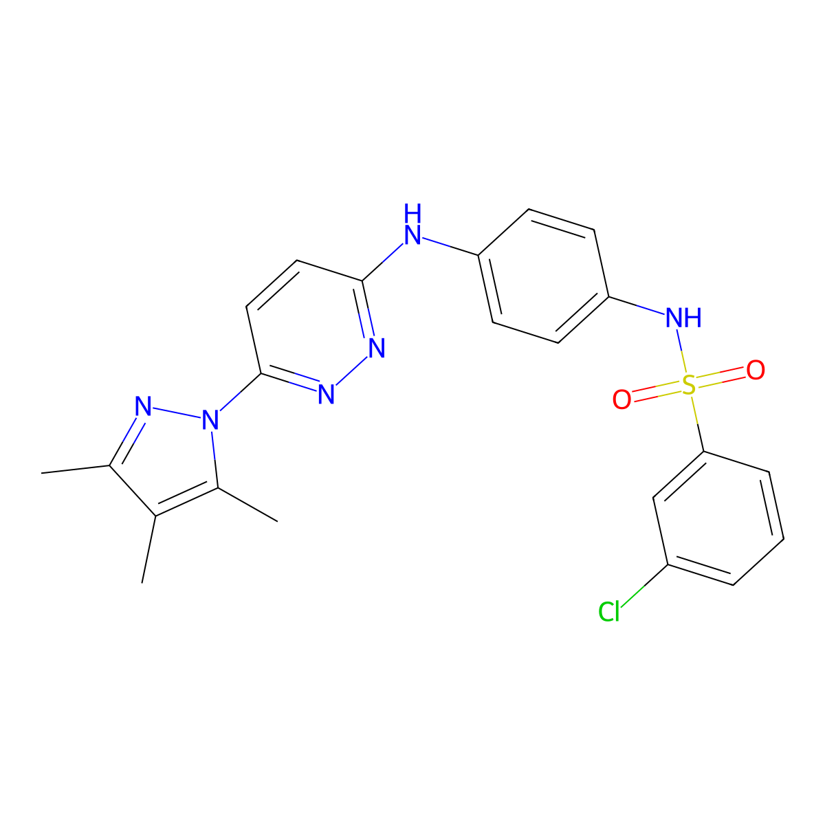 3-chloro-N-(4-((6-(3,4,5-trimethyl-1H-pyrazol-1-yl)pyridazin-3-yl)amino)phenyl)benzenesulfonamide molecular structure, CAS 1014049-01-4