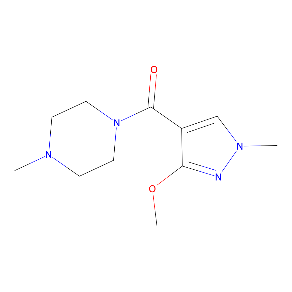 (3-methoxy-1-methyl-1H-pyrazol-4-yl)(4-methylpiperazin-1-yl)methanone molecular structure, CAS 1014049-12-7