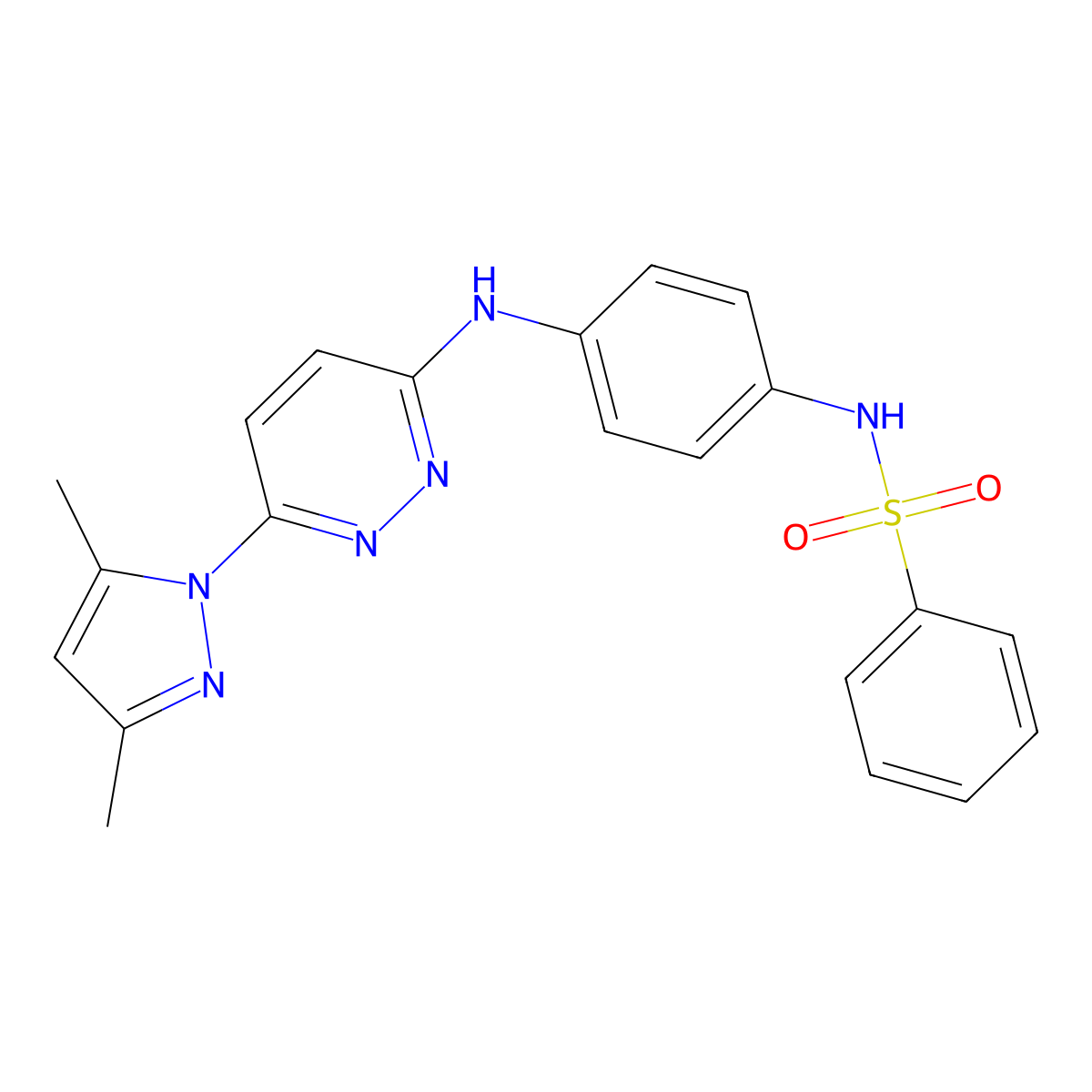 N-(4-{[6-(3,5-dimethyl-1H-pyrazol-1-yl)pyridazin-3-yl]amino}phenyl)benzenesulfonamide molecular structure, CAS 1014049-30-9