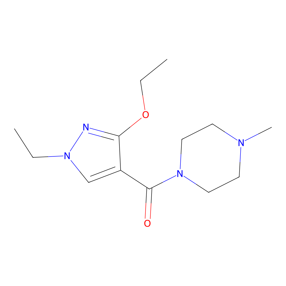 (3-ethoxy-1-ethyl-1H-pyrazol-4-yl)(4-methylpiperazin-1-yl)methanone molecular structure, CAS 1014049-33-2