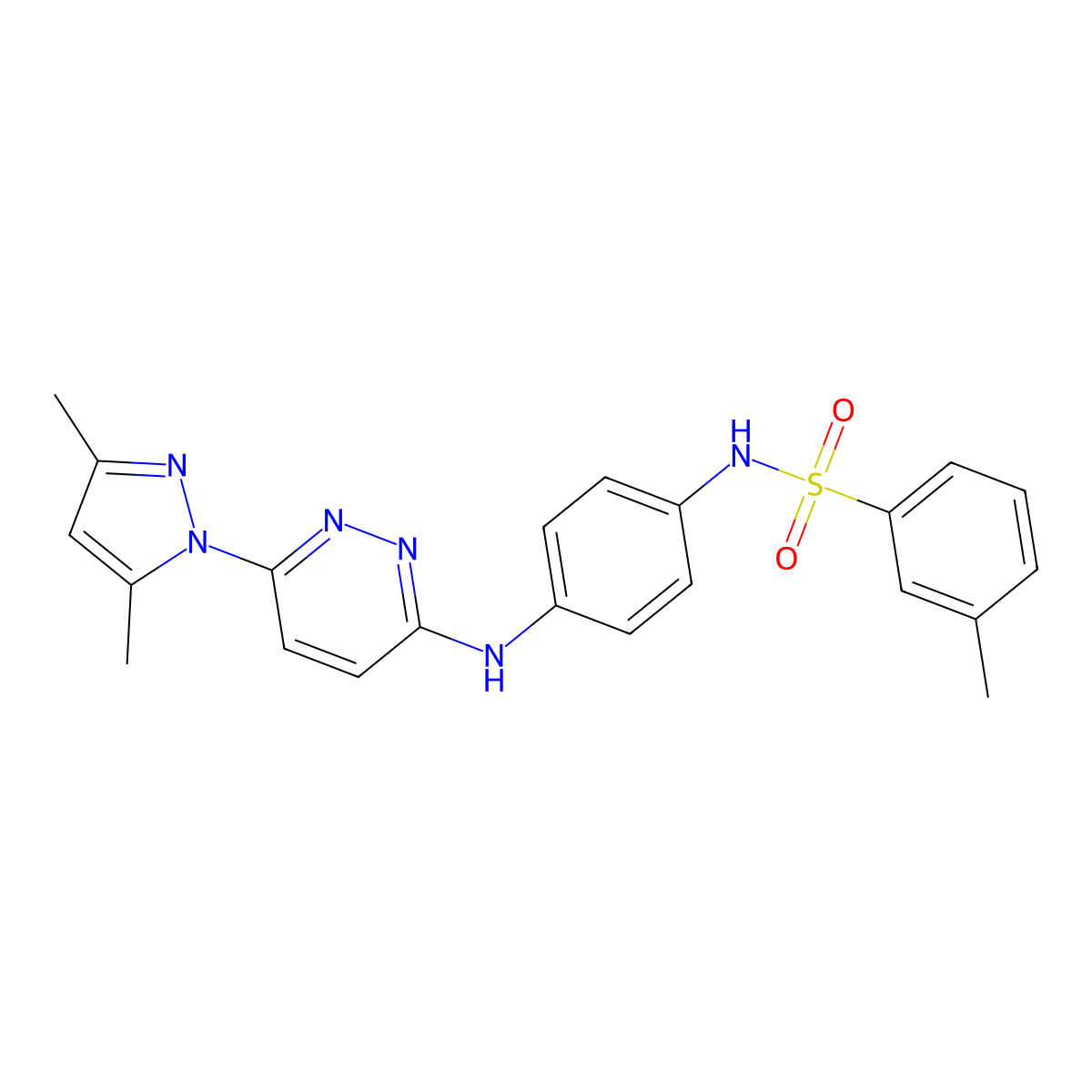 N-(4-((6-(3,5-dimethyl-1H-pyrazol-1-yl)pyridazin-3-yl)amino)phenyl)-3-methylbenzenesulfonamide molecular structure, CAS 1014049-35-4