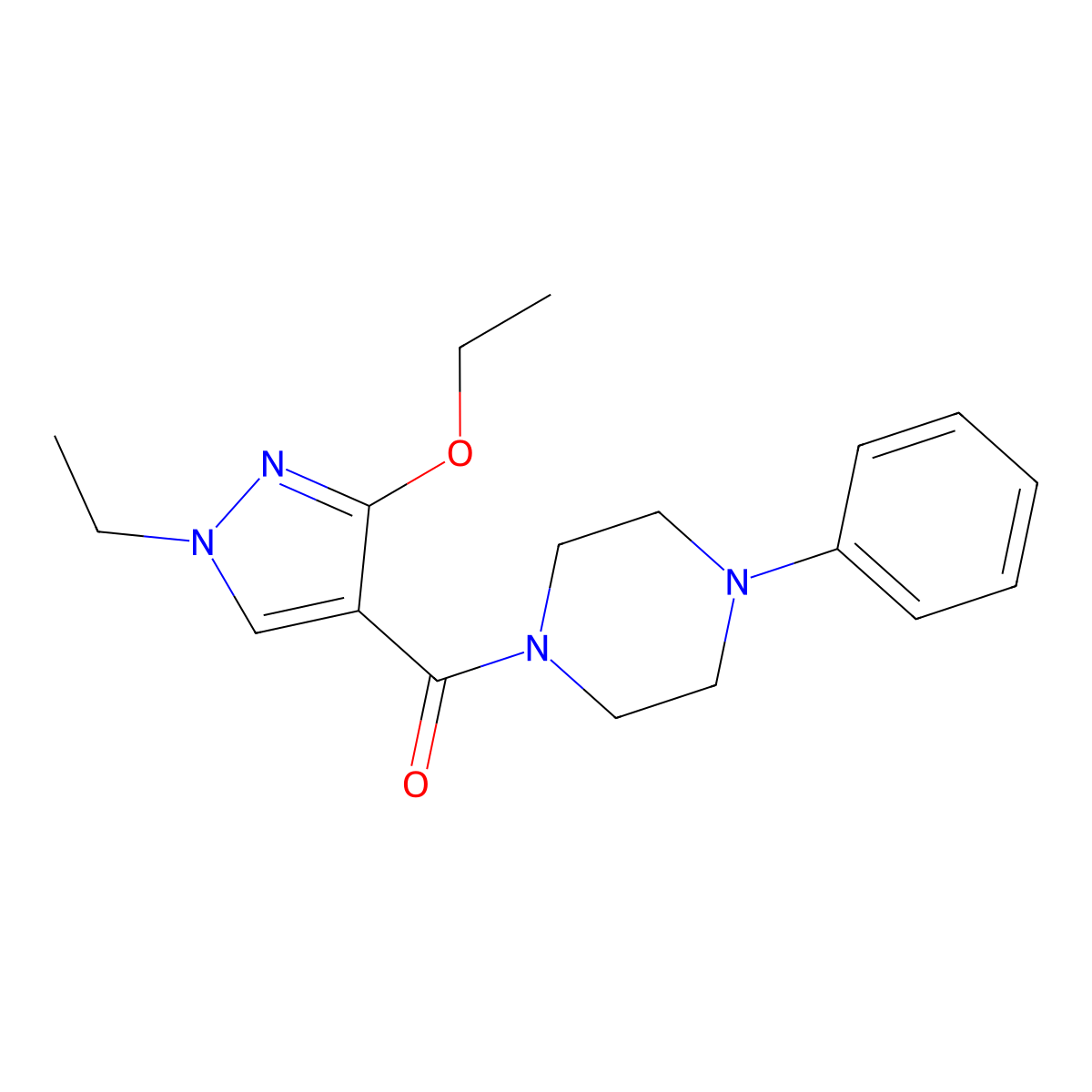 (3-ethoxy-1-ethyl-1H-pyrazol-4-yl)(4-phenylpiperazin-1-yl)methanone molecular structure, CAS 1014049-39-8