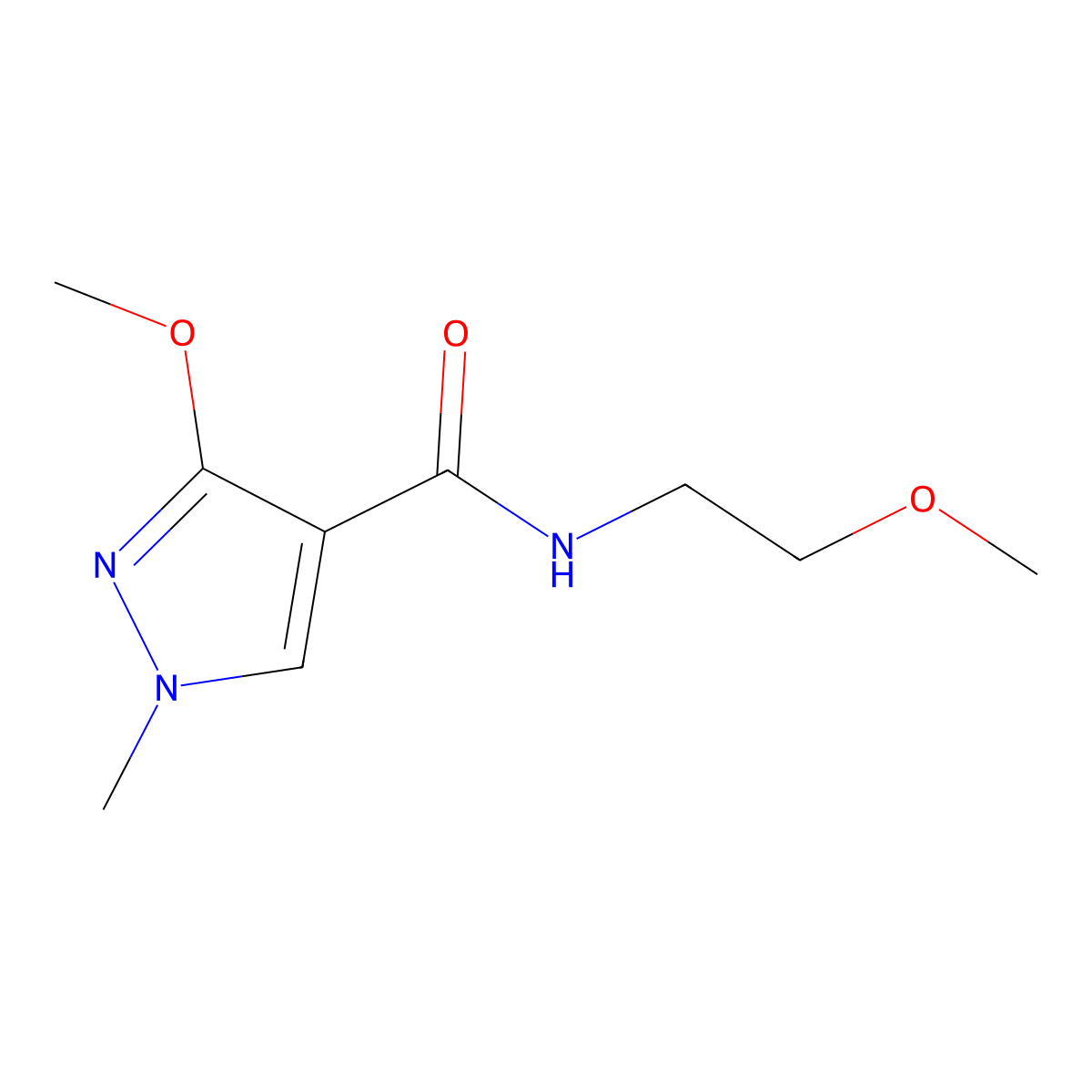 3-methoxy-N-(2-methoxyethyl)-1-methyl-1H-pyrazole-4-carboxamide molecular structure, CAS 1014049-62-7