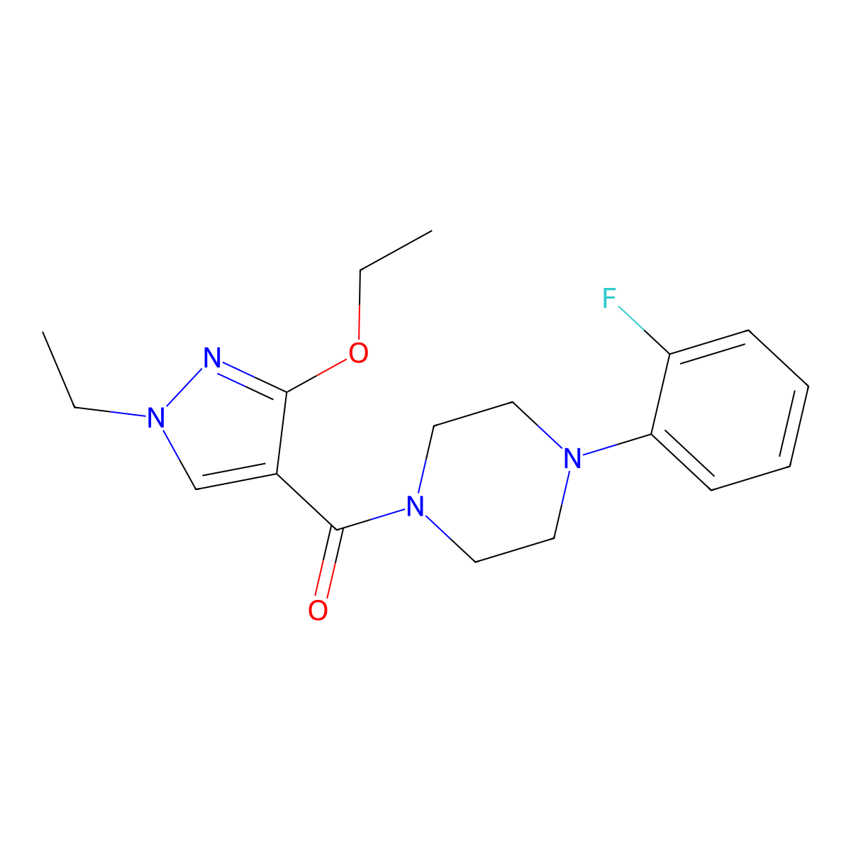 (3-ethoxy-1-ethyl-1H-pyrazol-4-yl)(4-(2-fluorophenyl)piperazin-1-yl)methanone molecular structure, CAS 1014049-63-8