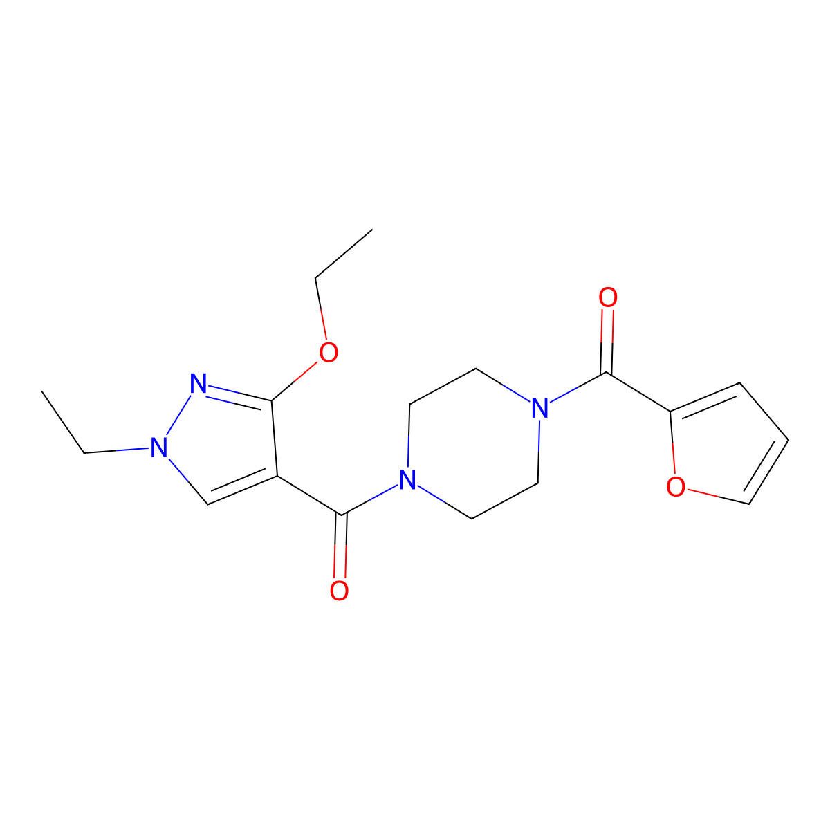 (3-ethoxy-1-ethyl-1H-pyrazol-4-yl)(4-(furan-2-carbonyl)piperazin-1-yl)methanone molecular structure, CAS 1014049-73-0
