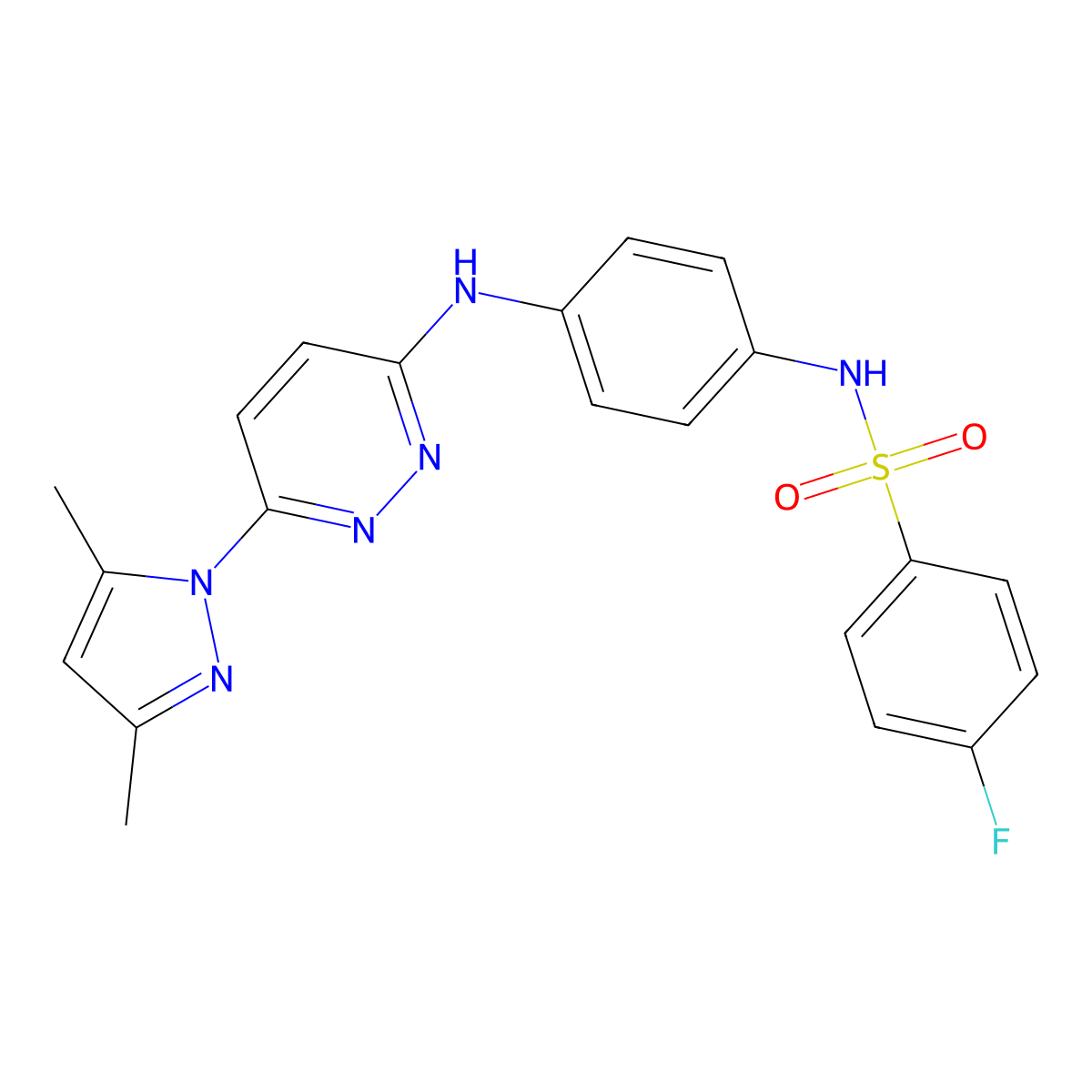 N-(4-((6-(3,5-dimethyl-1H-pyrazol-1-yl)pyridazin-3-yl)amino)phenyl)-4-fluorobenzenesulfonamide molecular structure, CAS 1014049-74-1