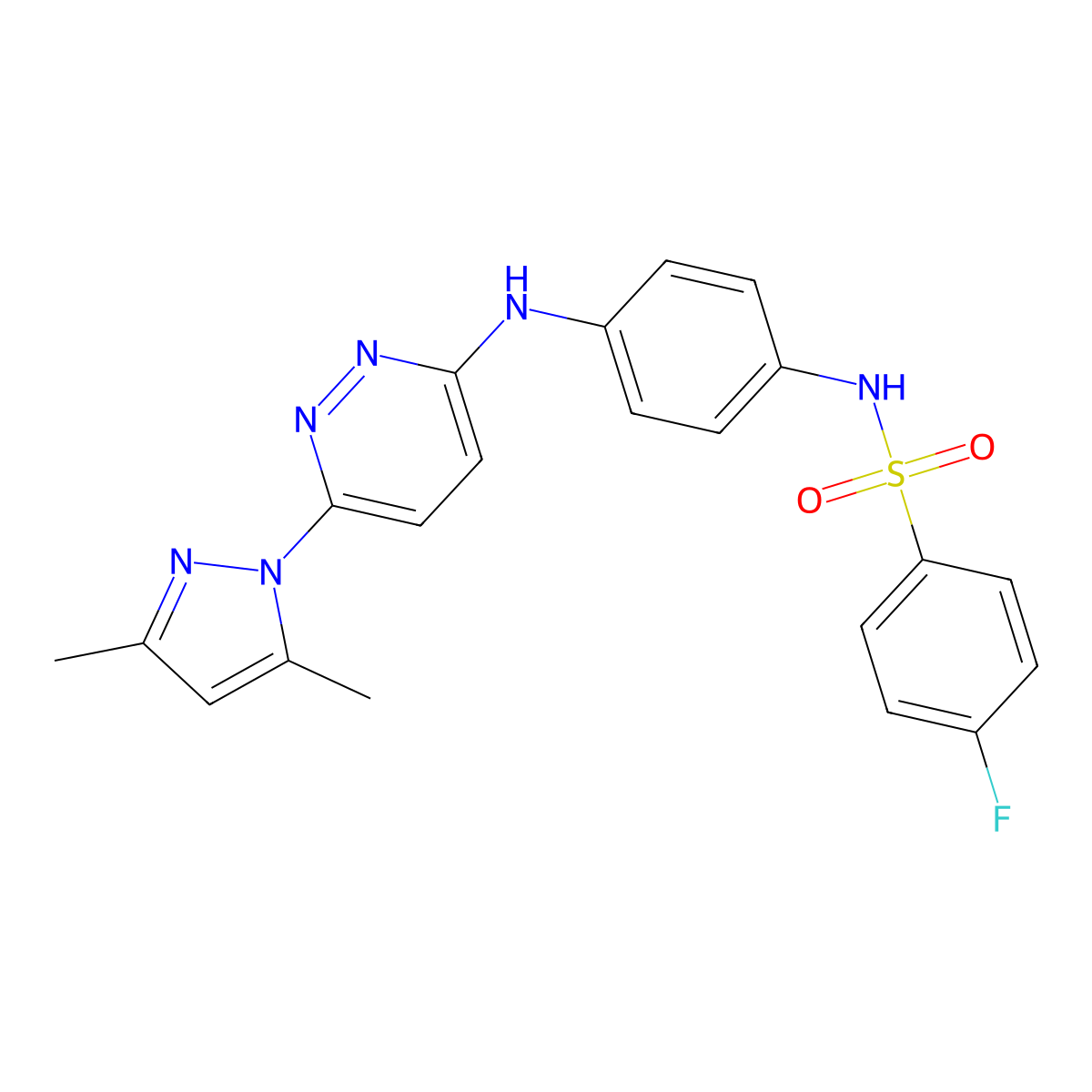 N-(4-((6-(3,5-dimethyl-1H-pyrazol-1-yl)pyridazin-3-yl)amino)phenyl)-4-fluorobenzenesulfonamide molecular structure, CAS 1014049-74-1