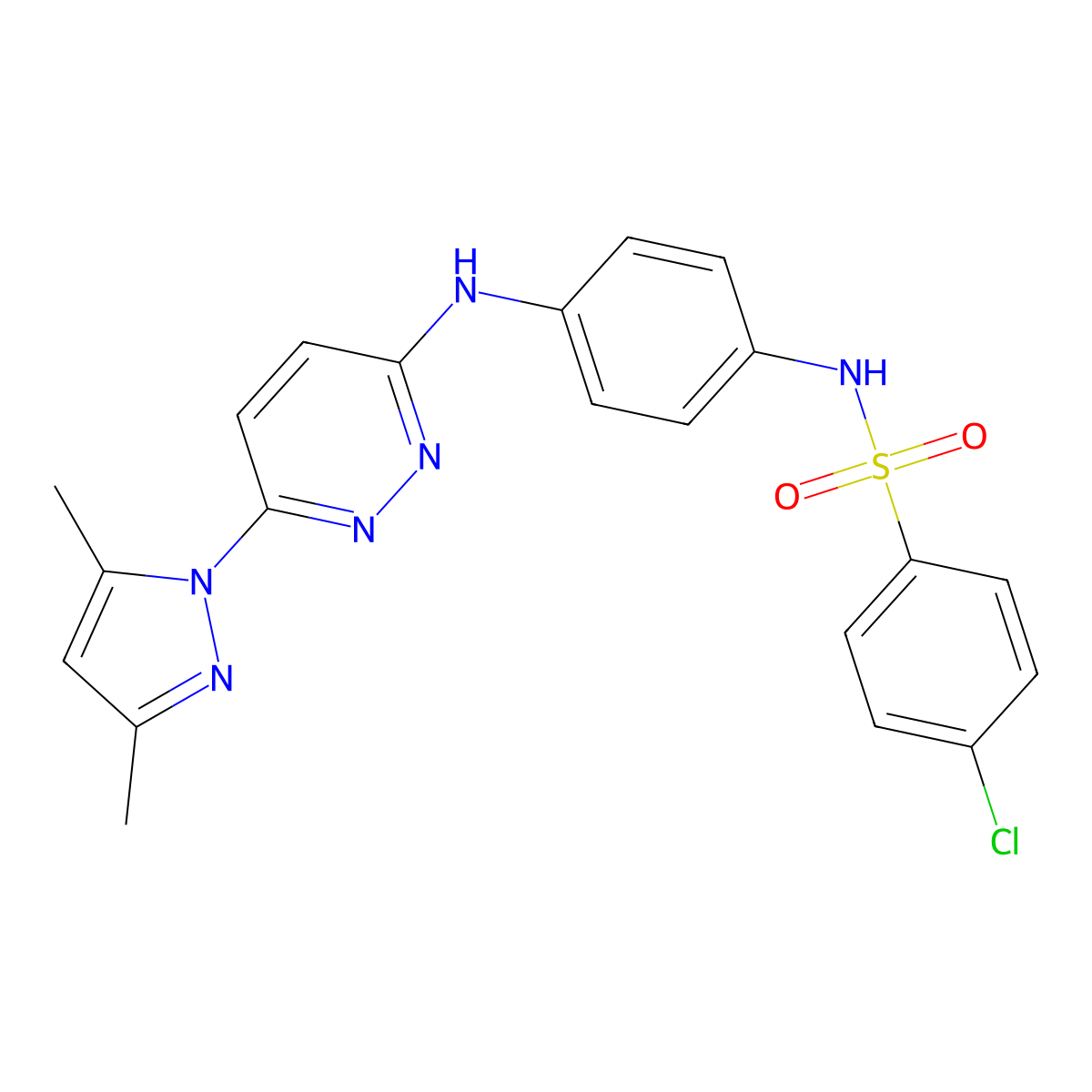 4-chloro-N-(4-{[6-(3,5-dimethyl-1H-pyrazol-1-yl)pyridazin-3-yl]amino}phenyl)benzene-1-sulfonamide molecular structure, CAS 1014049-78-5