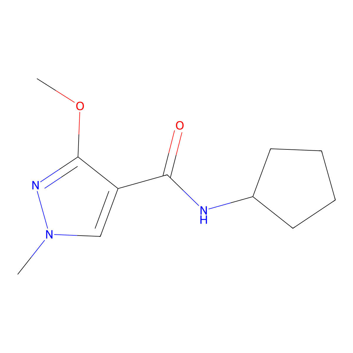 N-cyclopentyl-3-methoxy-1-methyl-1H-pyrazole-4-carboxamide molecular structure, CAS 1014049-82-1