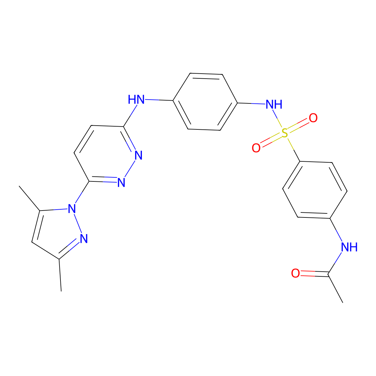 N-(4-(N-(4-((6-(3,5-dimethyl-1H-pyrazol-1-yl)pyridazin-3-yl)amino)phenyl)sulfamoyl)phenyl)acetamide molecular structure, CAS 1014049-84-3