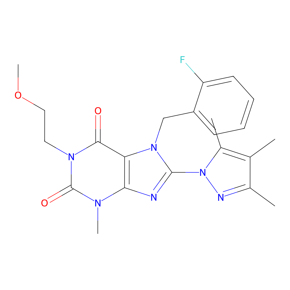 7-(2-fluorobenzyl)-1-(2-methoxyethyl)-3-methyl-8-(3,4,5-trimethyl-1H-pyrazol-1-yl)-1H-purine-2,6(3H,7H)-dione molecular structure, CAS 1014051-32-1