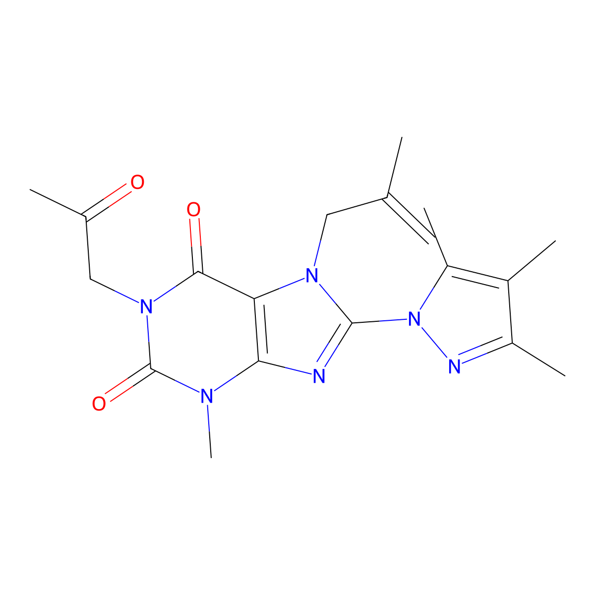 3-Methyl-7-(2-methylprop-2-enyl)-1-(2-oxopropyl)-8-(3,4,5-trimethylpyrazolyl)-1,3,7-trihydropurine-2,6-dione molecular structure, CAS 1014052-96-0