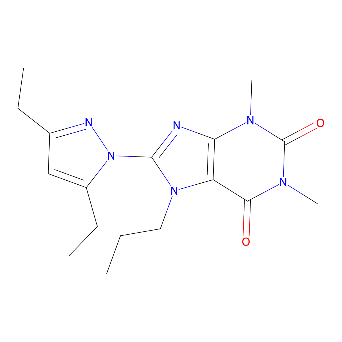 8-(3,5-Diethylpyrazolyl)-1,3-dimethyl-7-propyl-1,3,7-trihydropurine-2,6-dione molecular structure, CAS 1014053-62-3