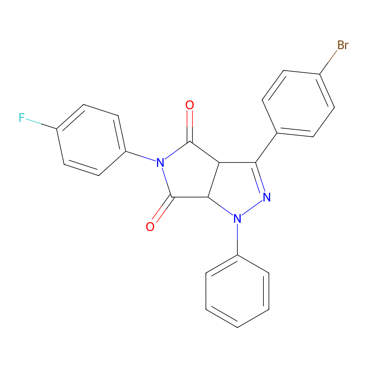 (3aS,6aS)-3-(4-bromophenyl)-5-(4-fluorophenyl)-1-phenyl-3a,6a-dihydropyrrolo[3,4-c]pyrazole-4,6(1H,5H)-dione molecular structure, CAS 1014059-04-1