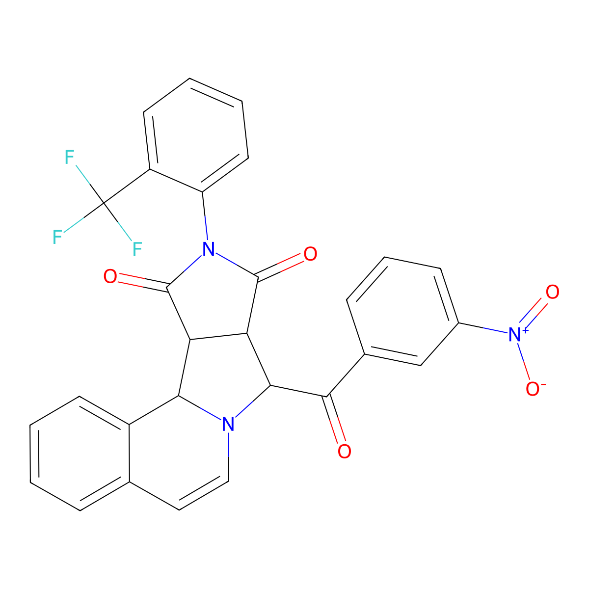 (11S,12R,16S)-11-(3-nitrobenzoyl)-14-[2-(trifluoromethyl)phenyl]-10,14-diazatetracyclo[8.6.0.02,7.012,16]hexadeca-2,4,6,8-tetraene-13,15-dione molecular structure, CAS 1014060-64-0