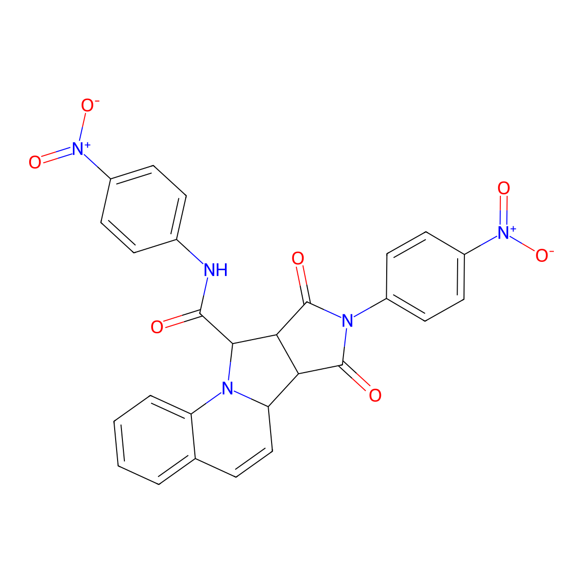 (6aS,6bR,9aS,10R)-N,8-bis(4-nitrophenyl)-7,9-dioxo-6b,7,8,9,9a,10-hexahydro-6aH-pyrrolo[3',4':3,4]pyrrolo[1,2-a]quinoline-10-carboxamide molecular structure, CAS 1014061-57-4