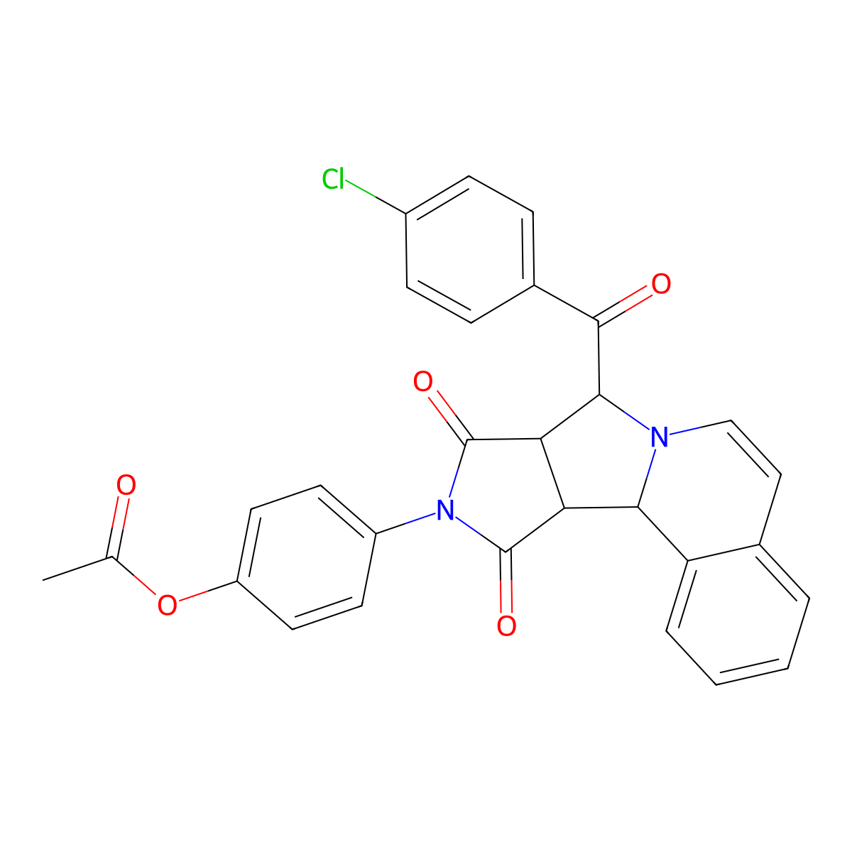 [4-[(11S,12R,16S)-11-(4-chlorobenzoyl)-13,15-dioxo-10,14-diazatetracyclo[8.6.0.02,7.012,16]hexadeca-2,4,6,8-tetraen-14-yl]phenyl] acetate molecular structure, CAS 1014061-68-7
