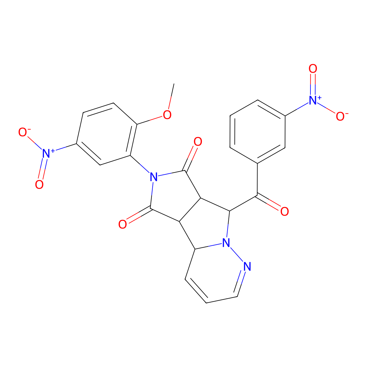 (1S,2R,6S,7R)-4-(2-methoxy-5-nitrophenyl)-7-(3-nitrobenzoyl)-4,8,9-triazatricyclo[6.4.0.02,6]dodeca-9,11-diene-3,5-dione molecular structure, CAS 1014062-03-3
