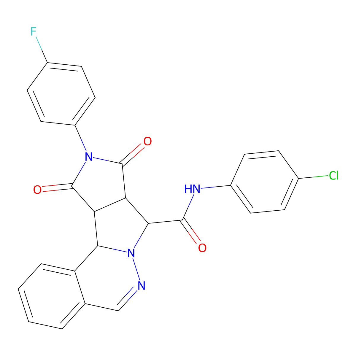 (8R,8aS,11aR)-N-(4-chlorophenyl)-10-(4-fluorophenyl)-9,11-dioxo-8a,9,10,11,11a,11b-hexahydro-8H-pyrrolo[3',4':3,4]pyrrolo[2,1-a]phthalazine-8-carboxamide molecular structure, CAS 1014062-34-0