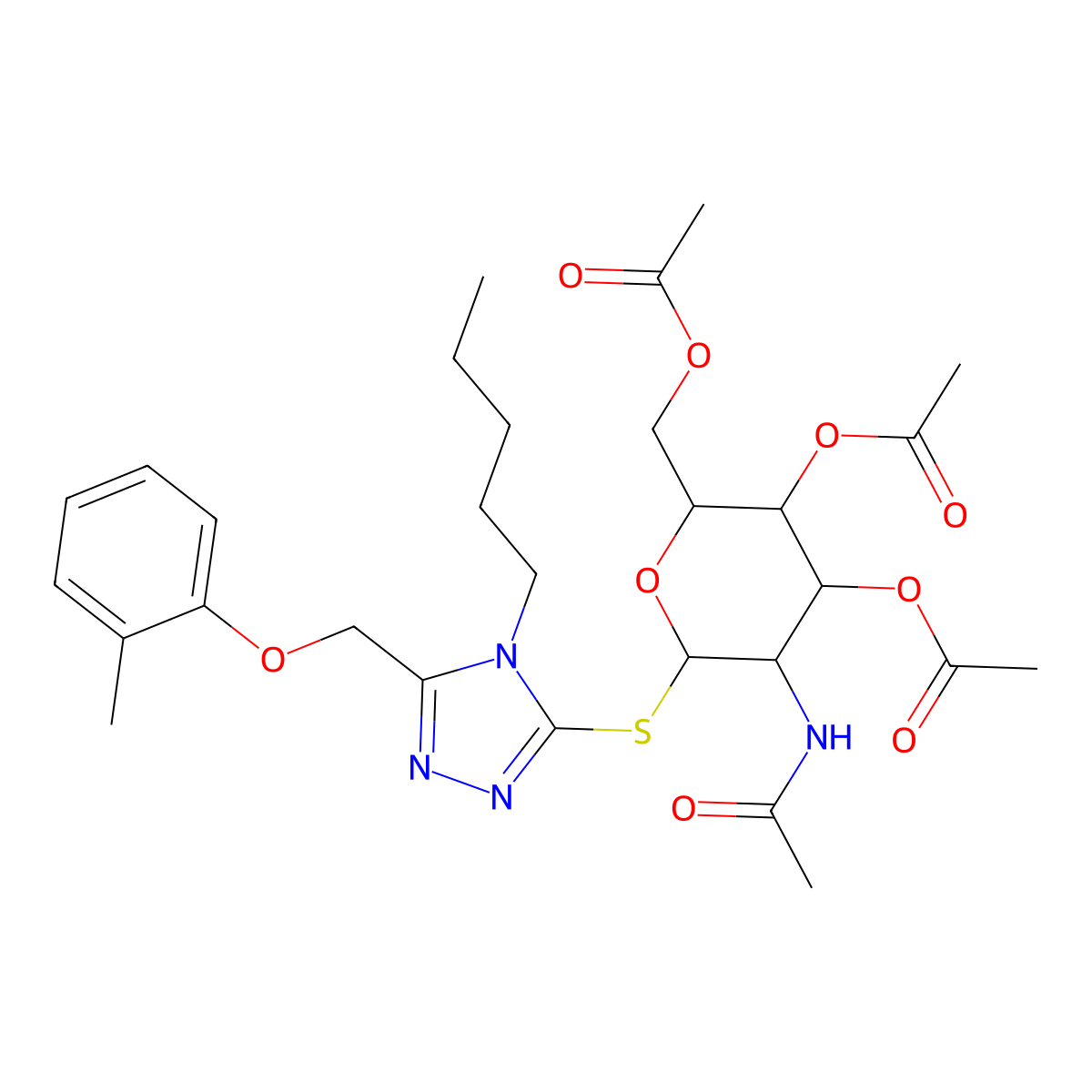 [(2R,3S,4R,5R,6S)-5-acetamido-3,4-diacetyloxy-6-[[5-[(2-methylphenoxy)methyl]-4-pentyl-1,2,4-triazol-3-yl]sulfanyl]oxan-2-yl]methyl acetate molecular structure, CAS 1014062-36-2