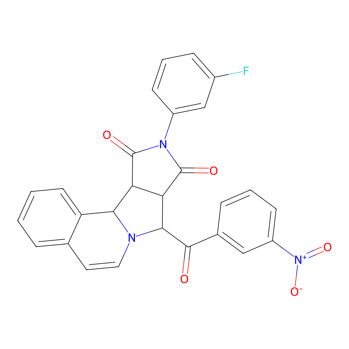 (11S,12R,16S)-14-(3-fluorophenyl)-11-(3-nitrobenzoyl)-10,14-diazatetracyclo[8.6.0.02,7.012,16]hexadeca-2,4,6,8-tetraene-13,15-dione molecular structure, CAS 1014062-43-1