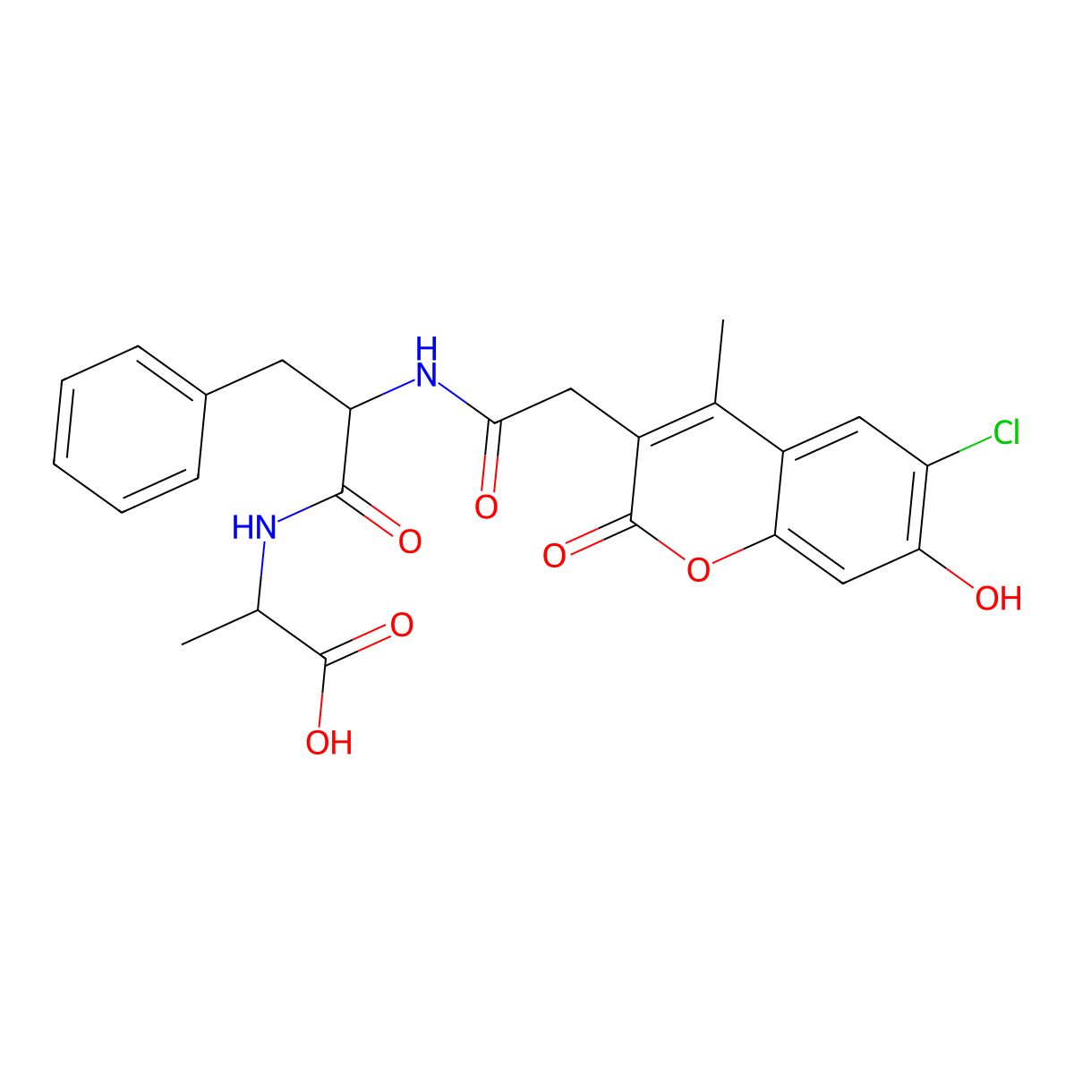 N-[(6-chloro-7-hydroxy-4-methyl-2-oxo-2H-chromen-3-yl)acetyl]-L-phenylalanyl-L-alanine molecular structure, CAS 1014063-27-4