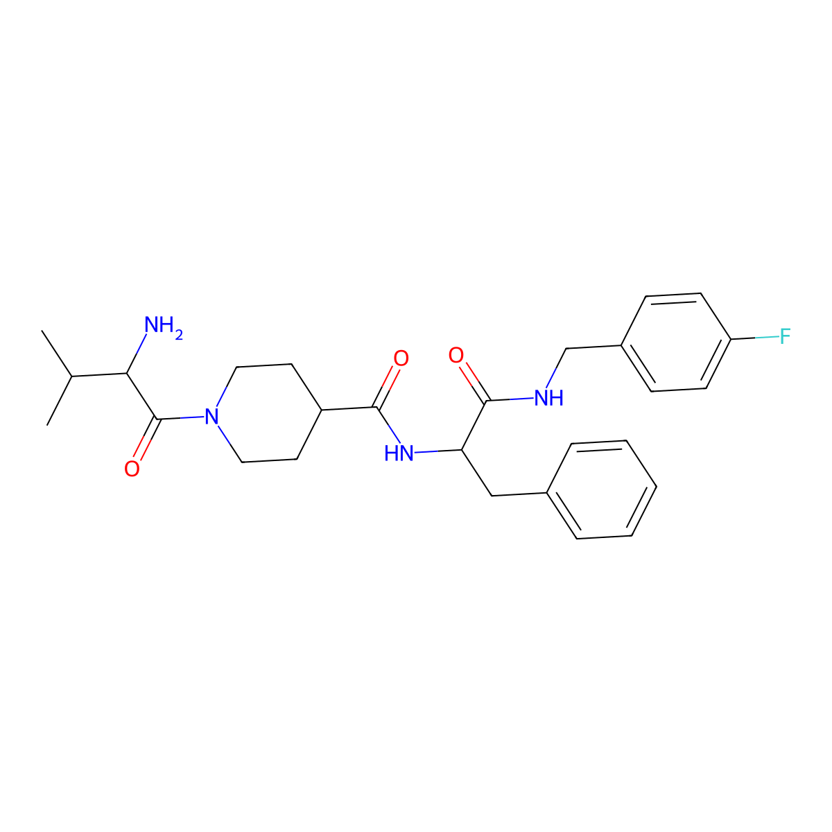 N-(4-fluorobenzyl)-Nalpha-{[1-(L-valyl)piperidin-4-yl]carbonyl}-L-phenylalaninamide molecular structure, CAS 1014063-60-5