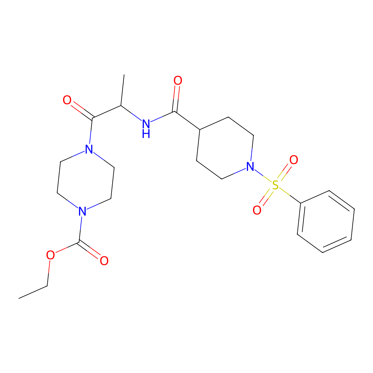 ethyl 4-(N-{[1-(phenylsulfonyl)piperidin-4-yl]carbonyl}-L-alanyl)piperazine-1-carboxylate molecular structure, CAS 1014063-85-4
