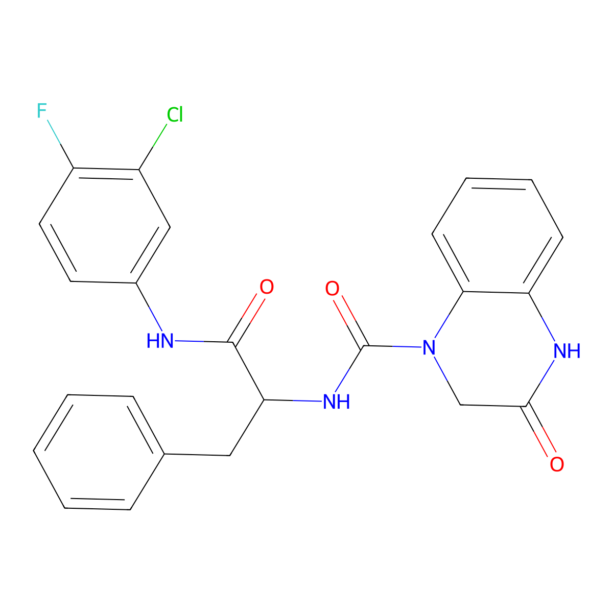 N-{(2S)-1-[(3-chloro-4-fluorophenyl)amino]-1-oxo-3-phenylpropan-2-yl}-3-hydroxyquinoxaline-1(2H)-carboxamide molecular structure, CAS 1014064-39-1