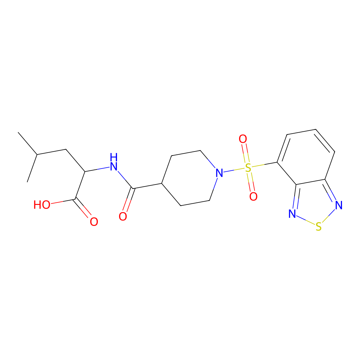 (S)-2-(1-(benzo[c][1,2,5]thiadiazol-4-ylsulfonyl)piperidine-4-carboxamido)-4-methylpentanoic acid molecular structure, CAS 1014064-83-5