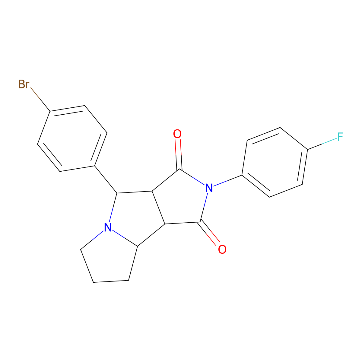 (3aS,4S,8bR)-4-(4-bromophenyl)-2-(4-fluorophenyl)hexahydropyrrolo[3,4-a]pyrrolizine-1,3(2H,4H)-dione molecular structure, CAS 1014066-10-4