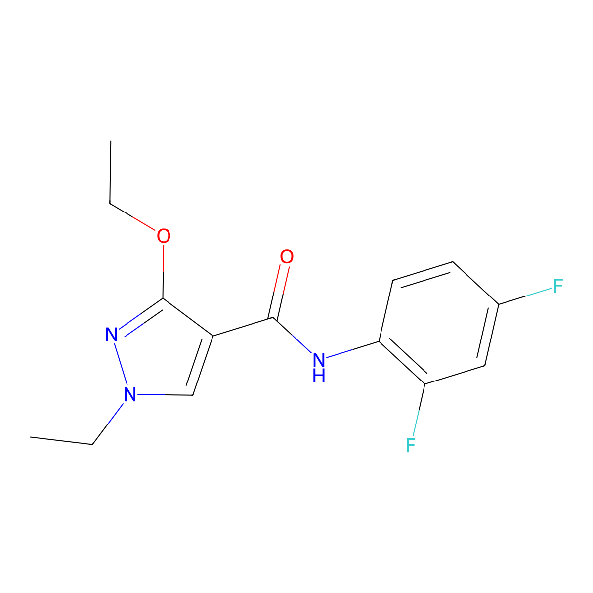 N-(2,4-difluorophenyl)-3-ethoxy-1-ethyl-1H-pyrazole-4-carboxamide molecular structure, CAS 1014066-55-7