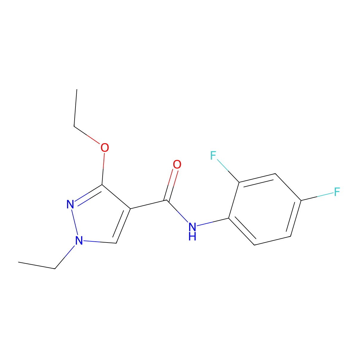 N-(2,4-difluorophenyl)-3-ethoxy-1-ethyl-1H-pyrazole-4-carboxamide molecular structure, CAS 1014066-55-7