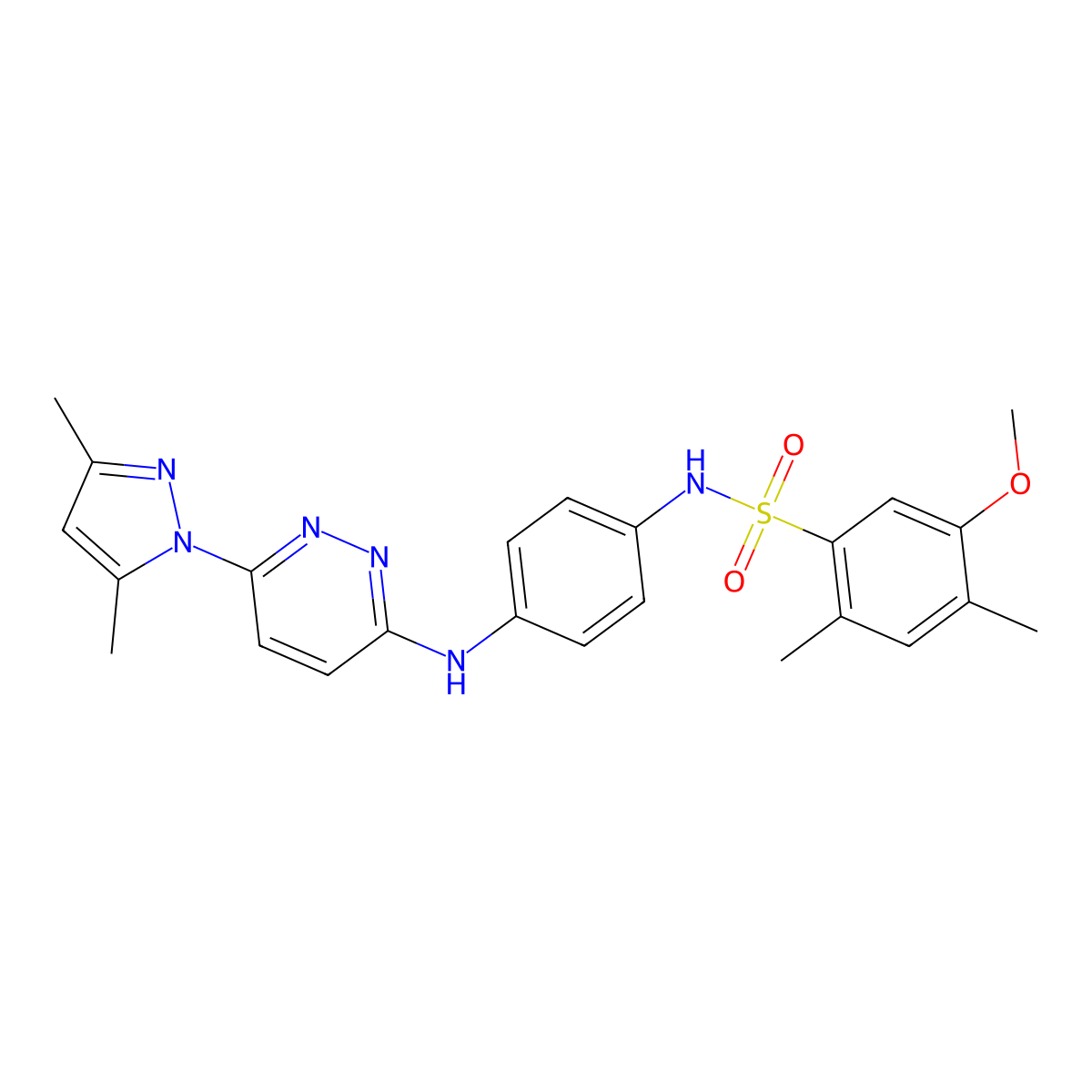 N-(4-{[6-(3,5-dimethyl-1H-pyrazol-1-yl)pyridazin-3-yl]amino}phenyl)-5-methoxy-2,4-dimethylbenzene-1-sulfonamide molecular structure, CAS 1014066-81-9