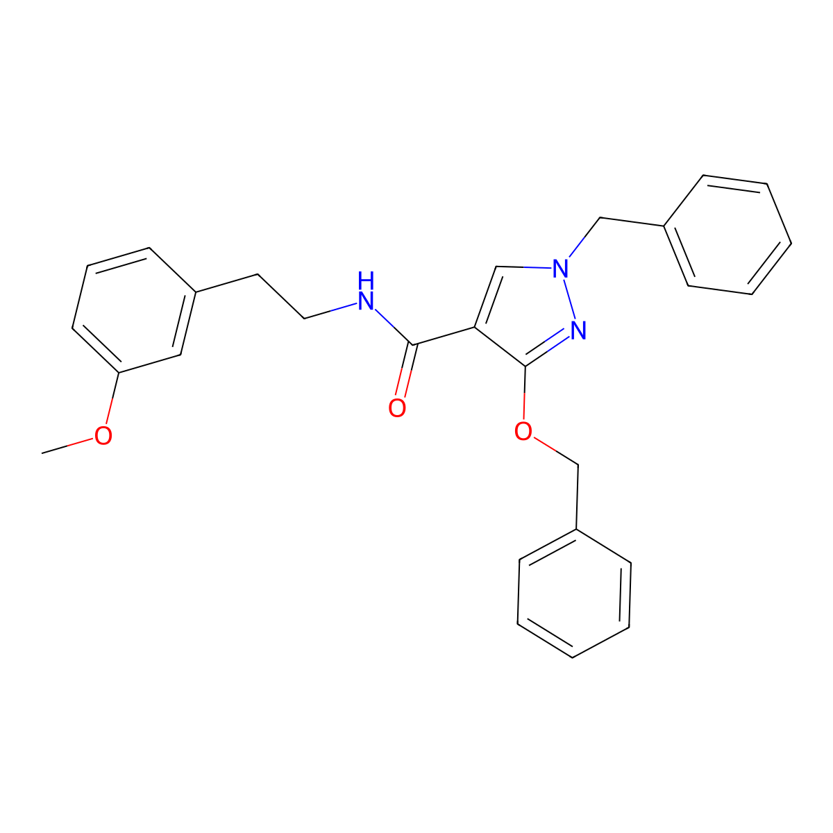 1-benzyl-3-(benzyloxy)-N-(3-methoxyphenethyl)-1H-pyrazole-4-carboxamide molecular structure, CAS 1014066-82-0