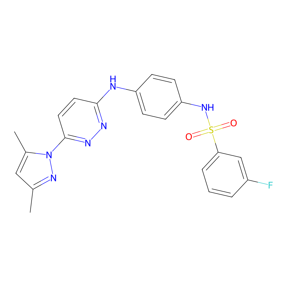 N-(4-((6-(3,5-dimethyl-1H-pyrazol-1-yl)pyridazin-3-yl)amino)phenyl)-3-fluorobenzenesulfonamide molecular structure, CAS 1014066-98-8