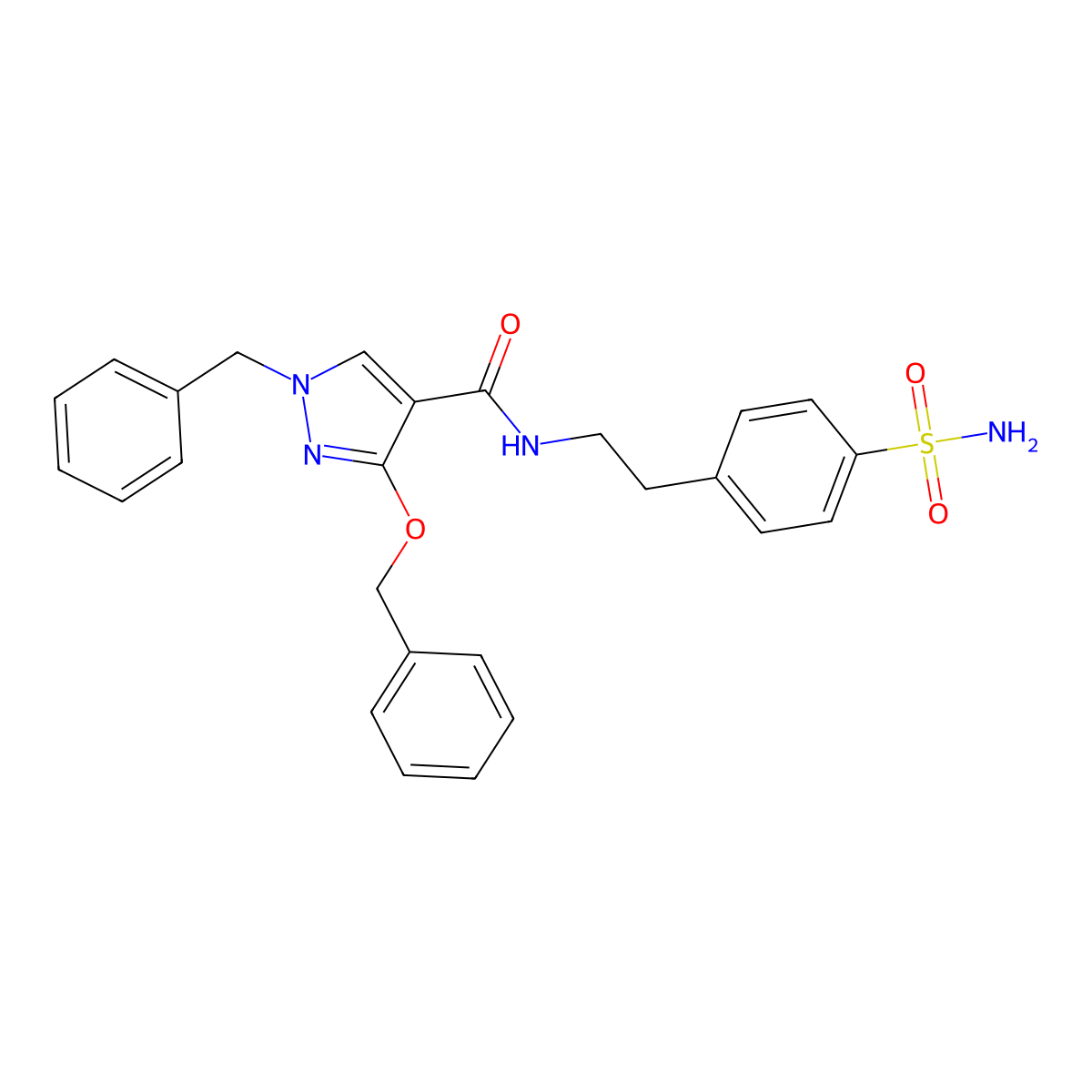 1-benzyl-3-(benzyloxy)-N-(4-sulfamoylphenethyl)-1H-pyrazole-4-carboxamide molecular structure, CAS 1014066-99-9